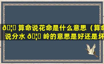 🦋 算命说花命是什么意思（算命说分水 🦆 岭的意思是好还是坏）